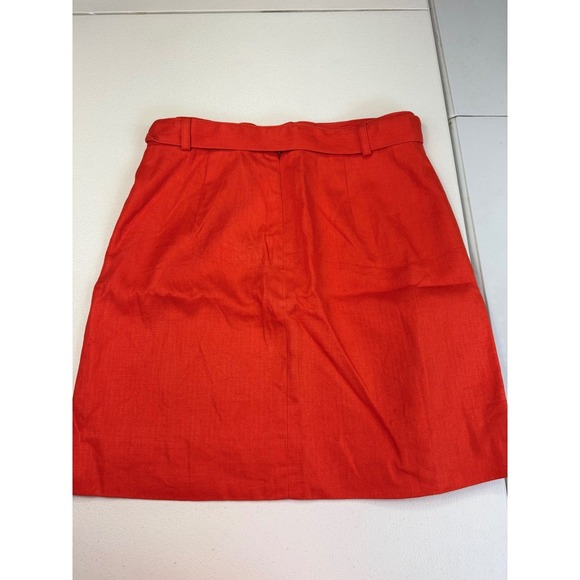 J. Crew Red Linen Skirt Size 0 Womens Mini A-Line Button Accent Career - Picture 2 of 8